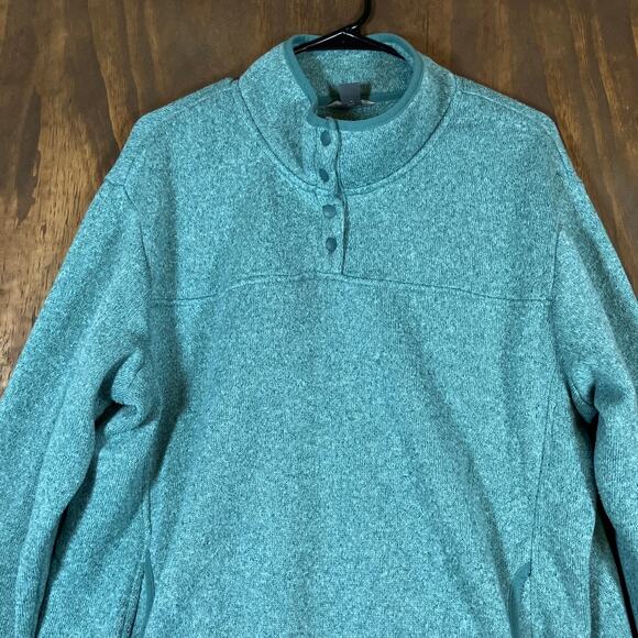 Eddie Bauer Womens Sweatshirt Green Radiator Fleece Snap Mock Neck 2XL - Picture 2 of 12
